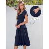 imageANRABESS Women Summer Casual Square Neck Flutter Sleeve Boho Smocked ALine Flowy Tiered Modest Midi Sun Dress with PocketsNavy Blue