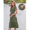 imageANRABESS Women Summer Casual Square Neck Flutter Sleeve Boho Smocked ALine Flowy Tiered Modest Midi Sun Dress with PocketsOlive