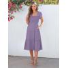 imageANRABESS Women Summer Casual Square Neck Flutter Sleeve Boho Smocked ALine Flowy Tiered Modest Midi Sun Dress with PocketsPurple