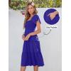 imageANRABESS Women Summer Casual Square Neck Flutter Sleeve Boho Smocked ALine Flowy Tiered Modest Midi Sun Dress with PocketsRoyal Blue