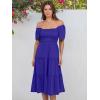 imageANRABESS Women Summer Casual Square Neck Flutter Sleeve Boho Smocked ALine Flowy Tiered Modest Midi Sun Dress with PocketsRoyal Blue