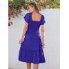 imageANRABESS Women Summer Casual Square Neck Flutter Sleeve Boho Smocked ALine Flowy Tiered Modest Midi Sun Dress with PocketsRoyal Blue