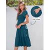imageANRABESS Women Summer Casual Square Neck Flutter Sleeve Boho Smocked ALine Flowy Tiered Modest Midi Sun Dress with PocketsTeal