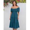 imageANRABESS Women Summer Casual Square Neck Flutter Sleeve Boho Smocked ALine Flowy Tiered Modest Midi Sun Dress with PocketsTeal