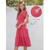 imageANRABESS Women Summer Casual Square Neck Flutter Sleeve Boho Smocked ALine Flowy Tiered Modest Midi Sun Dress with PocketsWatermelon