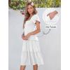 imageANRABESS Women Summer Casual Square Neck Flutter Sleeve Boho Smocked ALine Flowy Tiered Modest Midi Sun Dress with PocketsWhite