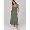 imageANRABESS Women Summer Casual Strap Smocked Maxi Flowy Tiered A Line Beach Travel Sundress Wedding Guest OutfitsArmy Green