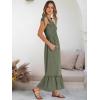 imageANRABESS Women Summer Casual Strap Smocked Maxi Flowy Tiered A Line Beach Travel Sundress Wedding Guest OutfitsArmy Green