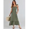 imageANRABESS Women Summer Casual Strap Smocked Maxi Flowy Tiered A Line Beach Travel Sundress Wedding Guest OutfitsArmy Green