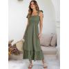 imageANRABESS Women Summer Casual Strap Smocked Maxi Flowy Tiered A Line Beach Travel Sundress Wedding Guest OutfitsArmy Green