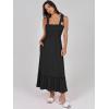 imageANRABESS Women Summer Casual Strap Smocked Maxi Flowy Tiered A Line Beach Travel Sundress Wedding Guest OutfitsBlack