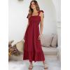 imageANRABESS Women Summer Casual Strap Smocked Maxi Flowy Tiered A Line Beach Travel Sundress Wedding Guest OutfitsBurgundy