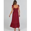imageANRABESS Women Summer Casual Strap Smocked Maxi Flowy Tiered A Line Beach Travel Sundress Wedding Guest OutfitsBurgundy