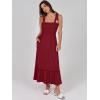 imageANRABESS Women Summer Casual Strap Smocked Maxi Flowy Tiered A Line Beach Travel Sundress Wedding Guest OutfitsBurgundy