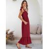 imageANRABESS Women Summer Casual Strap Smocked Maxi Flowy Tiered A Line Beach Travel Sundress Wedding Guest OutfitsBurgundy