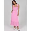 imageANRABESS Women Summer Casual Strap Smocked Maxi Flowy Tiered A Line Beach Travel Sundress Wedding Guest OutfitsPink