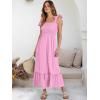 imageANRABESS Women Summer Casual Strap Smocked Maxi Flowy Tiered A Line Beach Travel Sundress Wedding Guest OutfitsPink