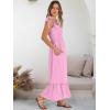 imageANRABESS Women Summer Casual Strap Smocked Maxi Flowy Tiered A Line Beach Travel Sundress Wedding Guest OutfitsPink