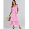 imageANRABESS Women Summer Casual Strap Smocked Maxi Flowy Tiered A Line Beach Travel Sundress Wedding Guest OutfitsPink
