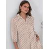 imageANRABESS Women Summer Dress 2025 34 Puff Sleeve Polo V Neck Floral Print Casual Boho Shirt Maxi Dress Beach Vacation ClothesBrown Khaki
