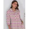 imageANRABESS Women Summer Dress 2025 34 Puff Sleeve Polo V Neck Floral Print Casual Boho Shirt Maxi Dress Beach Vacation ClothesPink White