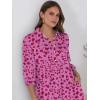 imageANRABESS Women Summer Dress 2025 34 Puff Sleeve Polo V Neck Floral Print Casual Boho Shirt Maxi Dress Beach Vacation ClothesRose Red Floral