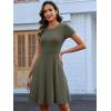imageANRABESS Women Summer Short Sleeve Ribbed Knit Fit ampamp Flare ALine Flowy Business Casual Work Basic Mini Dress with PocketsArmy Green
