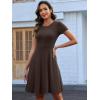 imageANRABESS Women Summer Short Sleeve Ribbed Knit Fit ampamp Flare ALine Flowy Business Casual Work Basic Mini Dress with PocketsDark Coffee