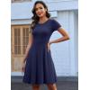 imageANRABESS Women Summer Short Sleeve Ribbed Knit Fit ampamp Flare ALine Flowy Business Casual Work Basic Mini Dress with PocketsNavy Blue