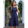 imageANRABESS Women Summer Short Sleeve Ribbed Knit Fit ampamp Flare ALine Flowy Business Casual Work Basic Mini Dress with PocketsNavy Blue