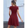 imageANRABESS Women Summer Short Sleeve Ribbed Knit Fit ampamp Flare ALine Flowy Business Casual Work Basic Mini Dress with PocketsRed