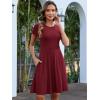 imageANRABESS Women Summer Short Sleeve Ribbed Knit Fit ampamp Flare ALine Flowy Business Casual Work Basic Mini Dress with PocketsRed