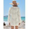imageANRABESS Women Swimsuit Crochet Swim Cover Up Summer Bathing Suit Swimwear V Neck Mesh Knit Beach Dress 2025 Vacation OutfitsCream White