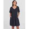 imageANRABESS Womens 2025 Summer Beach Vacation Dress Flutter Short Sleeve V Neck Flowy Casual Spring Mini Dress with Pockets Navy Blue Large