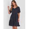 imageANRABESS Womens 2025 Summer Beach Vacation Dress Flutter Short Sleeve V Neck Flowy Casual Spring Mini Dress with Pockets Navy Blue Large