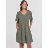 imageANRABESS Womens 2025 Summer Beach Vacation Dress Flutter Short Sleeve V Neck Flowy Casual Spring Mini Dress with Pockets Olive Large