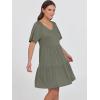 imageANRABESS Womens 2025 Summer Beach Vacation Dress Flutter Short Sleeve V Neck Flowy Casual Spring Mini Dress with Pockets Olive Large