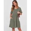 imageANRABESS Womens 2025 Summer Beach Vacation Dress Flutter Short Sleeve V Neck Flowy Casual Spring Mini Dress with Pockets Olive Large