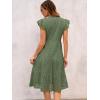 imageANRABESS Womens 2025 Summer Midi Dress Hollow Out Eyelet Ruffle Sleeve V Neck Casual Flowy Tiered Beach Vacation SundressArmy Green