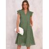 imageANRABESS Womens 2025 Summer Midi Dress Hollow Out Eyelet Ruffle Sleeve V Neck Casual Flowy Tiered Beach Vacation SundressArmy Green