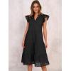 imageANRABESS Womens 2025 Summer Midi Dress Hollow Out Eyelet Ruffle Sleeve V Neck Casual Flowy Tiered Beach Vacation SundressBlack