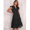 imageANRABESS Womens 2025 Summer Midi Dress Hollow Out Eyelet Ruffle Sleeve V Neck Casual Flowy Tiered Beach Vacation SundressBlack