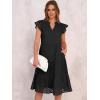 imageANRABESS Womens 2025 Summer Midi Dress Hollow Out Eyelet Ruffle Sleeve V Neck Casual Flowy Tiered Beach Vacation SundressBlack