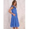 imageANRABESS Womens 2025 Summer Midi Dress Hollow Out Eyelet Ruffle Sleeve V Neck Casual Flowy Tiered Beach Vacation SundressBlue