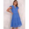 imageANRABESS Womens 2025 Summer Midi Dress Hollow Out Eyelet Ruffle Sleeve V Neck Casual Flowy Tiered Beach Vacation SundressBlue