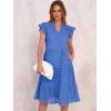imageANRABESS Womens 2025 Summer Midi Dress Hollow Out Eyelet Ruffle Sleeve V Neck Casual Flowy Tiered Beach Vacation SundressBlue