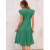 imageANRABESS Womens 2025 Summer Midi Dress Hollow Out Eyelet Ruffle Sleeve V Neck Casual Flowy Tiered Beach Vacation SundressDark Green