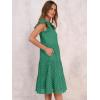 imageANRABESS Womens 2025 Summer Midi Dress Hollow Out Eyelet Ruffle Sleeve V Neck Casual Flowy Tiered Beach Vacation SundressDark Green
