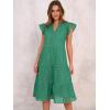 imageANRABESS Womens 2025 Summer Midi Dress Hollow Out Eyelet Ruffle Sleeve V Neck Casual Flowy Tiered Beach Vacation SundressDark Green