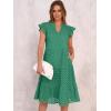 imageANRABESS Womens 2025 Summer Midi Dress Hollow Out Eyelet Ruffle Sleeve V Neck Casual Flowy Tiered Beach Vacation SundressDark Green
